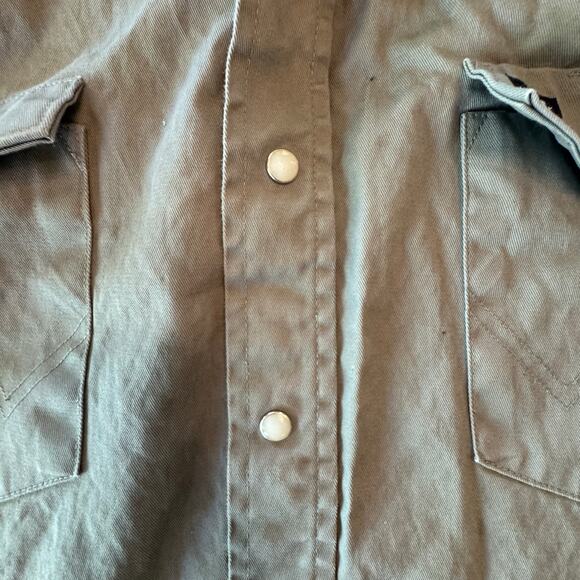 Wrangler Pearl Snap Long Sleeve Gray Button‎ Up Shirt Heavy Weight Cotton XL - Picture 5 of 9